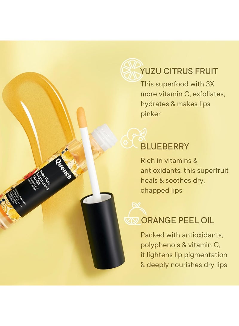 Quench Brightening Korean Lip Oil with Yuzu Vitamin C (Transparent) | Reduces Lip Pigmentation & Lightens Dark Lips | Non-Sticky, Non-Greasy Lip Balm | Made in Korea (5ml) - Image 3