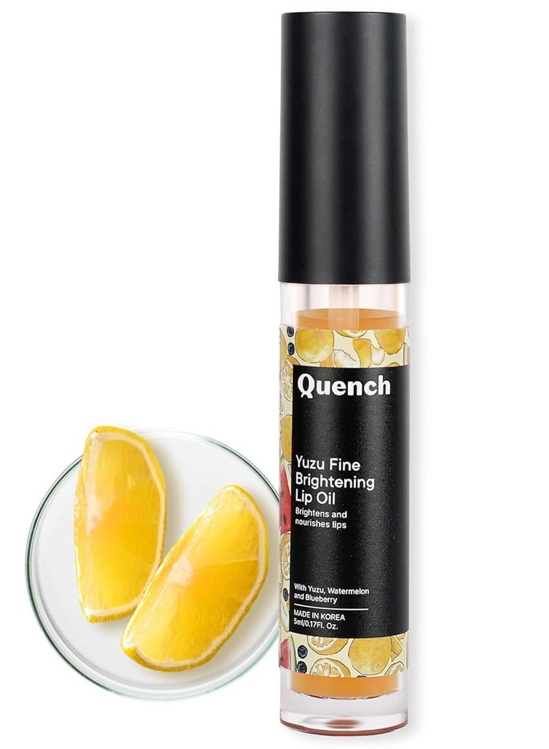 Quench Brightening Korean Lip Oil with Yuzu Vitamin C (Transparent) | Reduces Lip Pigmentation & Lightens Dark Lips | Non-Sticky, Non-Greasy Lip Balm | Made in Korea (5ml) - Image 1