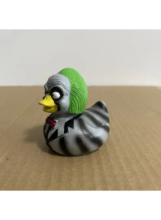 Quirky Duck Figurine Black White Striped Suit Red Bow Tie Green Feathered Head A Model ABS Resin Home Office Decoration - Image 2