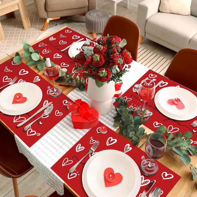 Zonon زانون 36 قطعة من مفارش الورق على شكل قلب ليوم الحب قابلة للاستخدام مرة واحدة 165 × 118 بوصة مفارش طاولة قلب الحب الحمراء لحفلات الزفاف واحتفالات عيد الحب والذكرى وحفلات المطبخ وزينة طاولة الطعام - Image 5