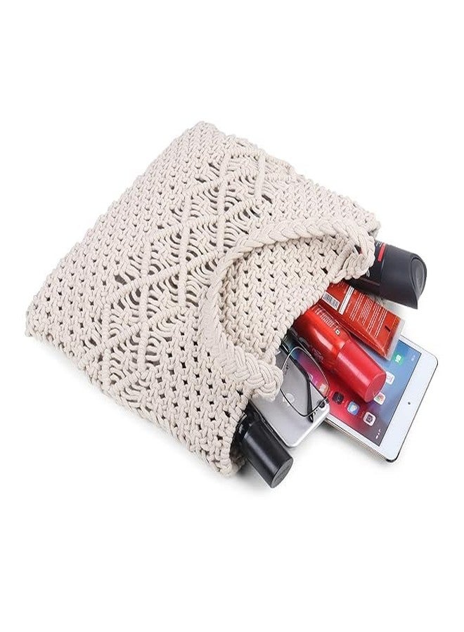 تي إم إس حقيبة كتف مصنوعة يدويًا من المكرمية من تي إم إس - عرض 10 بوصات × ارتفاع 11 بوصة - تصميم بوهيمي أنيق - مواد صديقة للبيئة - قطعة واحدة - Image 4