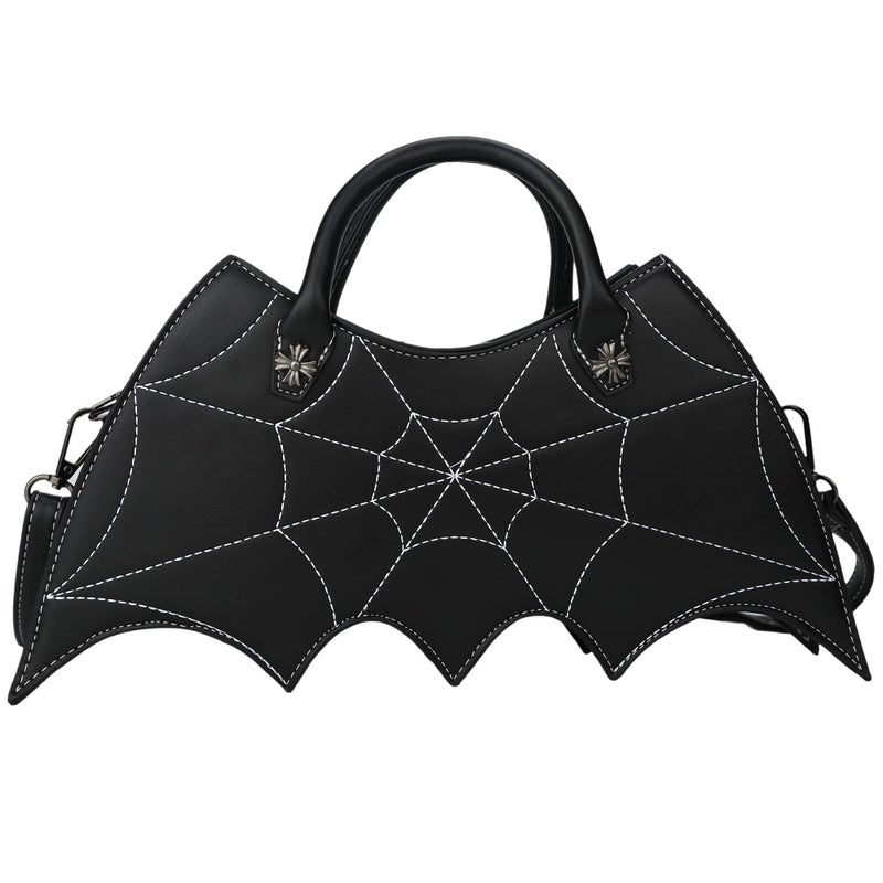 Ondeam Bat wing Shoulder bag,PU Spider Web Crossbody Handbag for Women(Black) - Image 1