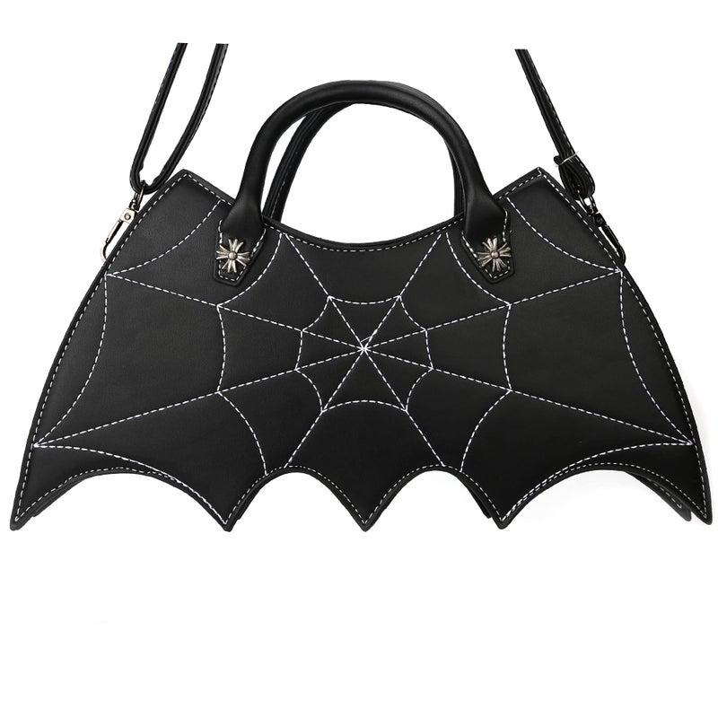 Ondeam Bat wing Shoulder bag,PU Spider Web Crossbody Handbag for Women(Black) - Image 5