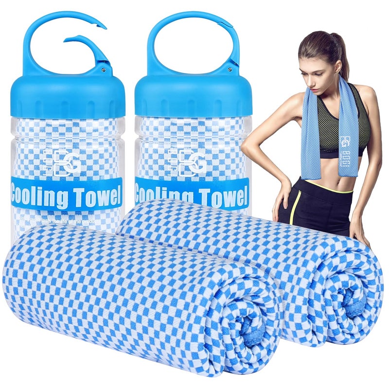 BOGI Cooling Towel 2 Pack, Cooling Towels for Neck and Face, 47"x14" Ice Towel for Instant Cooling Soft Breathable Chilly Towel for Yoga Golf Gym Camping Running Workout & More Activities (Blue2) - Image 1