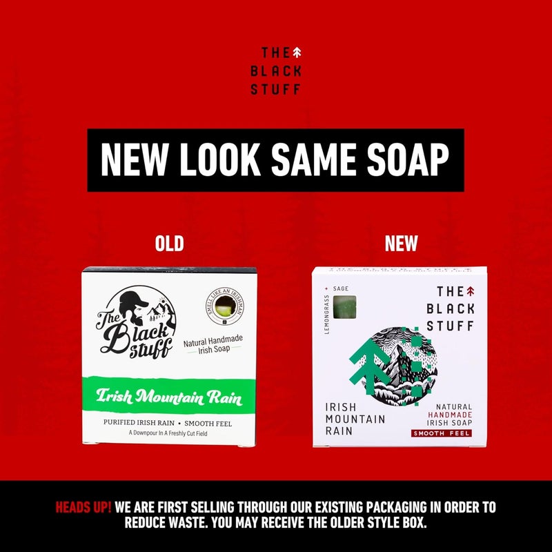 The Black Stuff All Natural Bar Soap for Men Handmade Cold Process Soaps with Organic Ingredients and Essential Oils Mens Soap for Daily Use Irish Mountain Rain Body Soap - Image 2