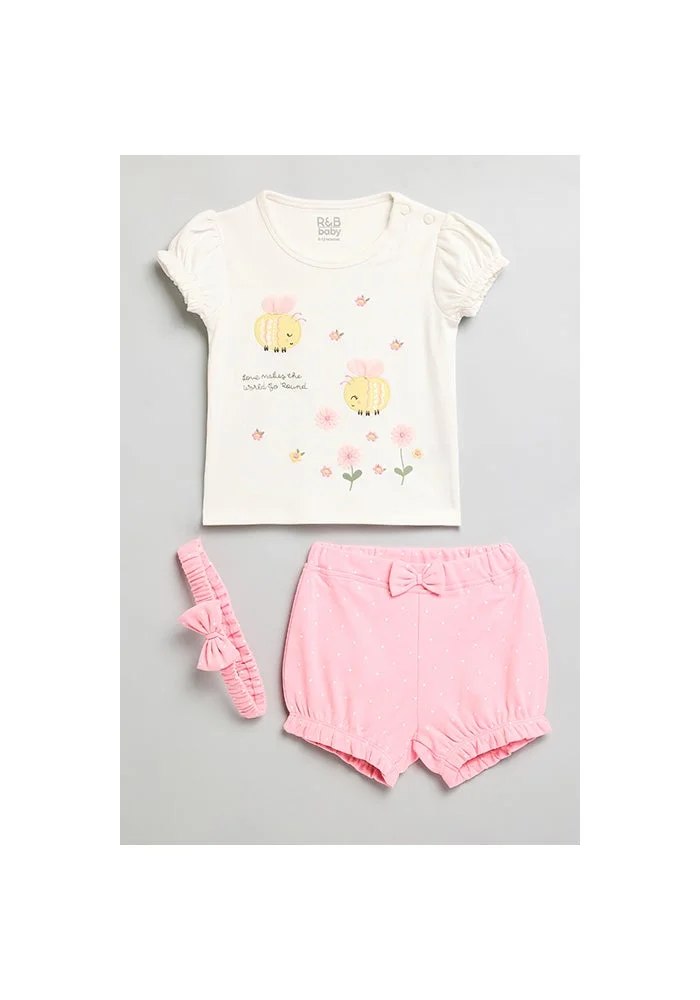 أر أند بي Printed Clothing Set with Headband