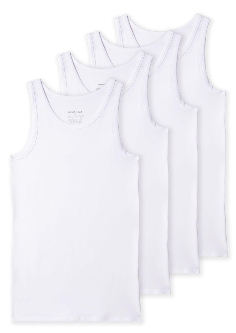 Comfneat Men's 4-Pack Big & Tall Tight Fit A-Shirts Tank Tops Sleeveless Undershirts Stretchy Cotton Spandex Base Layers (White 4-Pack, 5XL) - Image 1