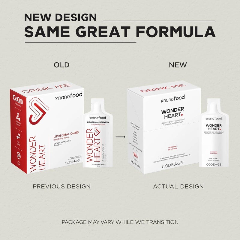 Codeage Wonder Heart Liquid CoQ10 Liposomal Ubiquinone Supplement Coenzyme Q10 Heart Vitamins NonGMO Sunflower Phosphatidylcholine Vegan Blend Raspberry Flavored Softgel Pack of 30 Pouches - Image 3