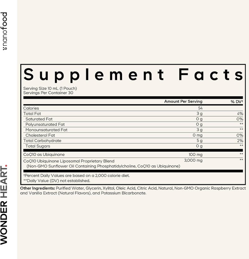 Codeage Wonder Heart Liquid CoQ10 Liposomal Ubiquinone Supplement Coenzyme Q10 Heart Vitamins NonGMO Sunflower Phosphatidylcholine Vegan Blend Raspberry Flavored Softgel Pack of 30 Pouches - Image 2