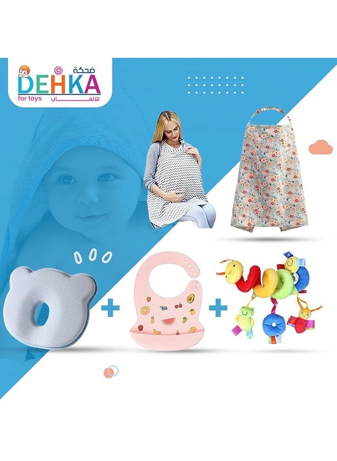 DEHKAH Baby Pillow, Cover For Breastfeeding, Pacifier, Rattle Set - 4 Pieces  - Image 5