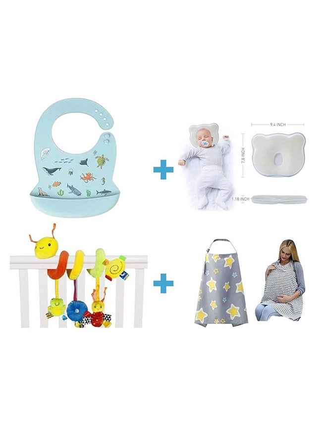 DEHKAH Baby Pillow, Cover For Breastfeeding, Pacifier, Rattle Set - 4 Pieces  - Image 2