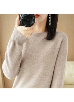 Generic Womens Autumn/Winter Knitted Sweater Pullover Thin Non-Wool Base Layer Round Neck Top New Style Fashionable Streetwear Khaki 