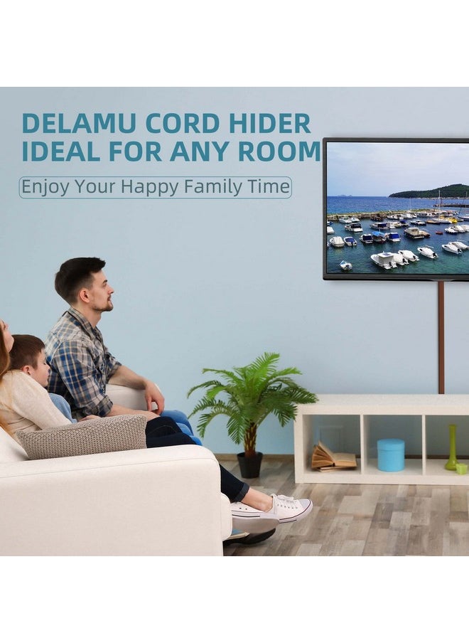 Delamu Wire Hider, 157in Delamu Cord Hider Wall, Paintable Wire Covers for Cords, TV Cable Hider Wall Kit, Cable Covers Raceway, Cable Management Hide TV Cords for Wall Mount TV, 10XL15.7 W0.95 H0.55in Brown 