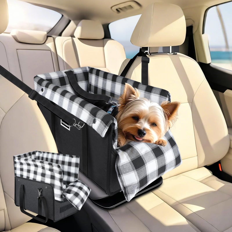 CHZUOBER Center Console Dog Car Seat Detachable and Washable Inner Lining Dog Car Seat AntiCollapse Small Dog Pet Car Seat with Safety Belt Up to 11lbsBlack - Image 2
