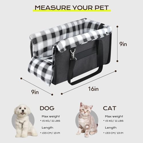 CHZUOBER Center Console Dog Car Seat Detachable and Washable Inner Lining Dog Car Seat AntiCollapse Small Dog Pet Car Seat with Safety Belt Up to 11lbsBlack - Image 3