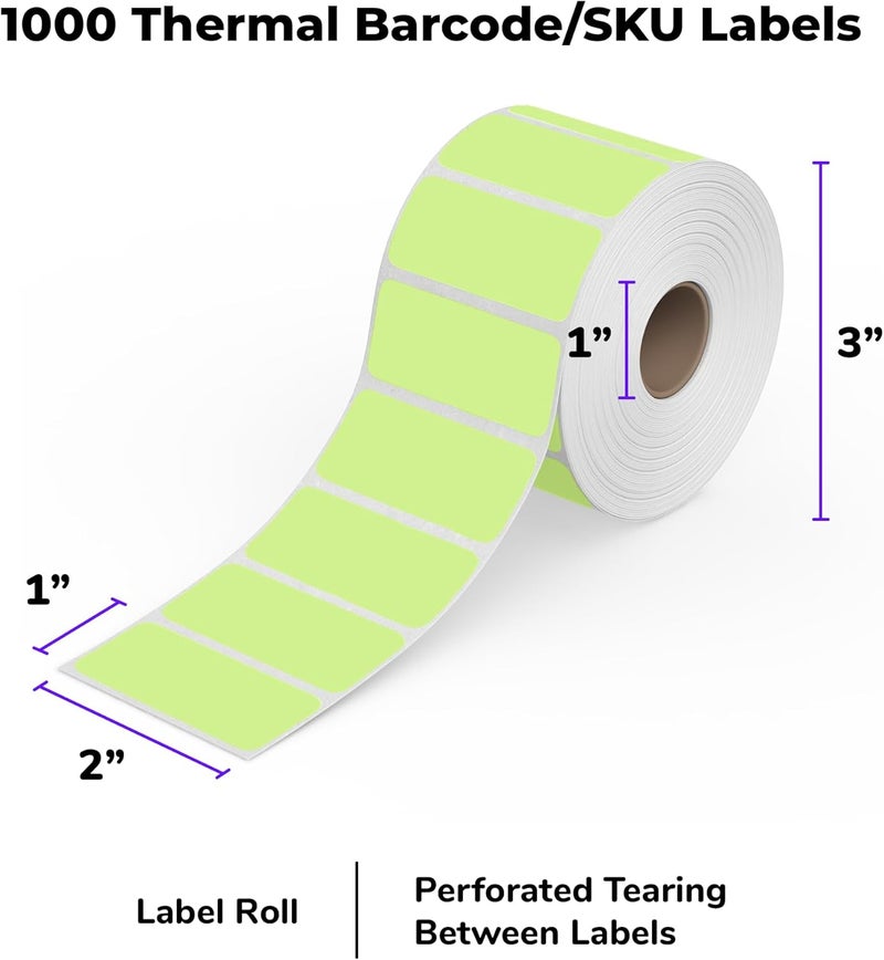 ROLLO Direct Thermal 2x1 Sticker Labels - Roll of 1,000 Green Thermal Labels - Multi-Purpose Thermal Printer Stickers - Image 4