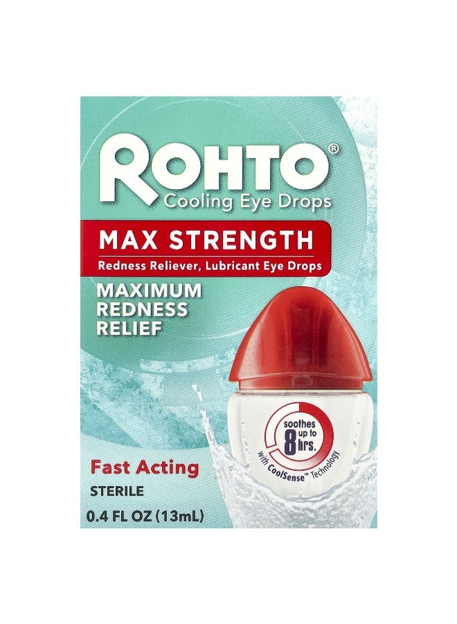 Rohto, Cooling Eye Drops, Max Strength, 0.4 fl oz (13 ml) (Packaging may vary) - Image 2