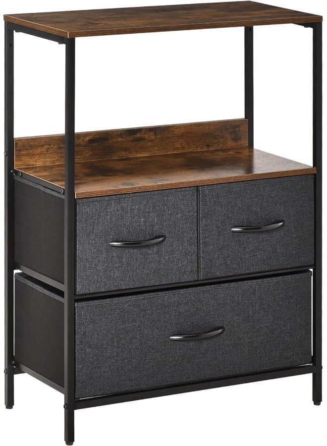 SKY-TOUCH وحدة خزانة تخزين خزانة جانبية من القماش 3 أدراج مع رفوف للمنزل غرفة المعيشة غرفة النوم المدخل أثاث المنزل - Image 1