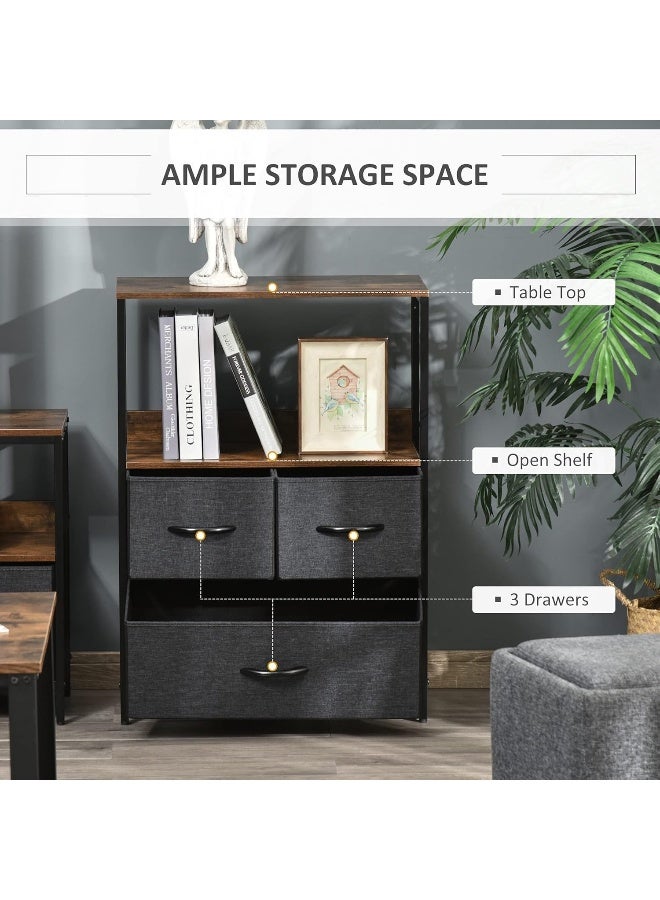 SKY-TOUCH وحدة خزانة تخزين خزانة جانبية من القماش 3 أدراج مع رفوف للمنزل غرفة المعيشة غرفة النوم المدخل أثاث المنزل - Image 4