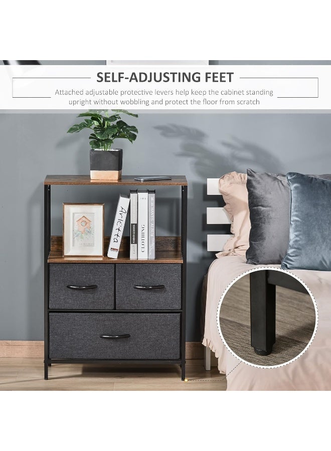 SKY-TOUCH وحدة خزانة تخزين خزانة جانبية من القماش 3 أدراج مع رفوف للمنزل غرفة المعيشة غرفة النوم المدخل أثاث المنزل - Image 5