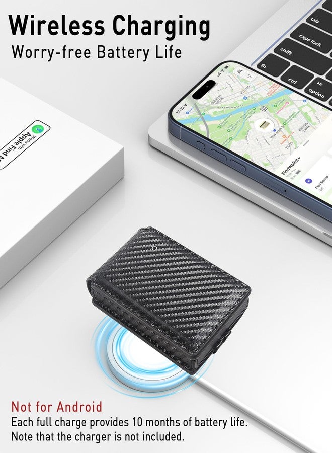 Auskang Rechargeable Mens Wallet with Tracker Works for Find My App (iOS Only), Smart Wallet for Mens Gifts, RFID Blocking, Replacement for AirTag Wallet, with Money Clip, Not for Android, Black - Image 3