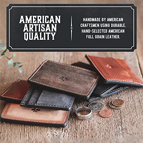 Main Street Forge Men’s Slim Leather Wallet – Minimalist Front Pocket Wallet for Men, Full-Grain Leather, Made in USA - Image 2