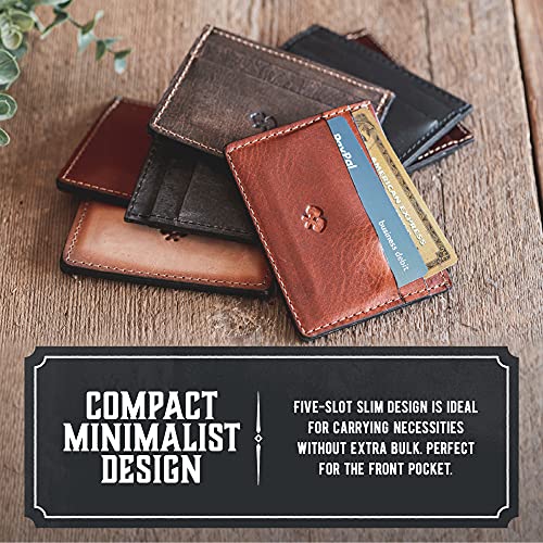 Main Street Forge Men’s Slim Leather Wallet – Minimalist Front Pocket Wallet for Men, Full-Grain Leather, Made in USA - Image 3
