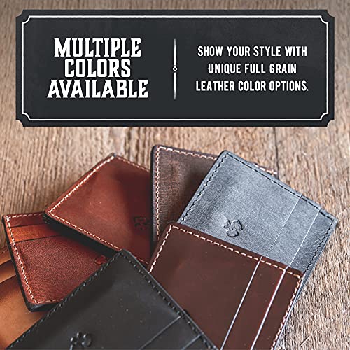Main Street Forge Men’s Slim Leather Wallet – Minimalist Front Pocket Wallet for Men, Full-Grain Leather, Made in USA - Image 4