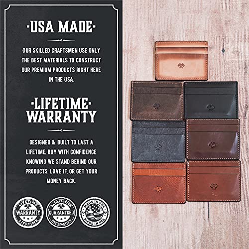 Main Street Forge Men’s Slim Leather Wallet – Minimalist Front Pocket Wallet for Men, Full-Grain Leather, Made in USA - Image 5
