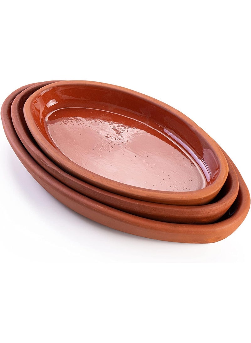 luksYol LuksYol Handmade Oval Clay Bowls for Cooking & Serving – Turkish Natural Unglazed Clay – Oven, Microwave & Dishwasher Safe – Ideal for Main Dishes, Fish, Pasta, Meat – Available in Brown, Natural, Blue, Green – Sizes: L23×13×3cm, 26×14×3cm, 23×13×3cm, 29×18×4cm, 25×11.5×3cm – Perfect for Healthy & Eco-Friendly Cooking – Sustainable Tableware Upgrade – Artisan Turkish Craftsmanship – Durable, Colorful, Chip-Resistant, Food-Safe, Gift-Ready, LuksYol Premium Collection  - Image 3