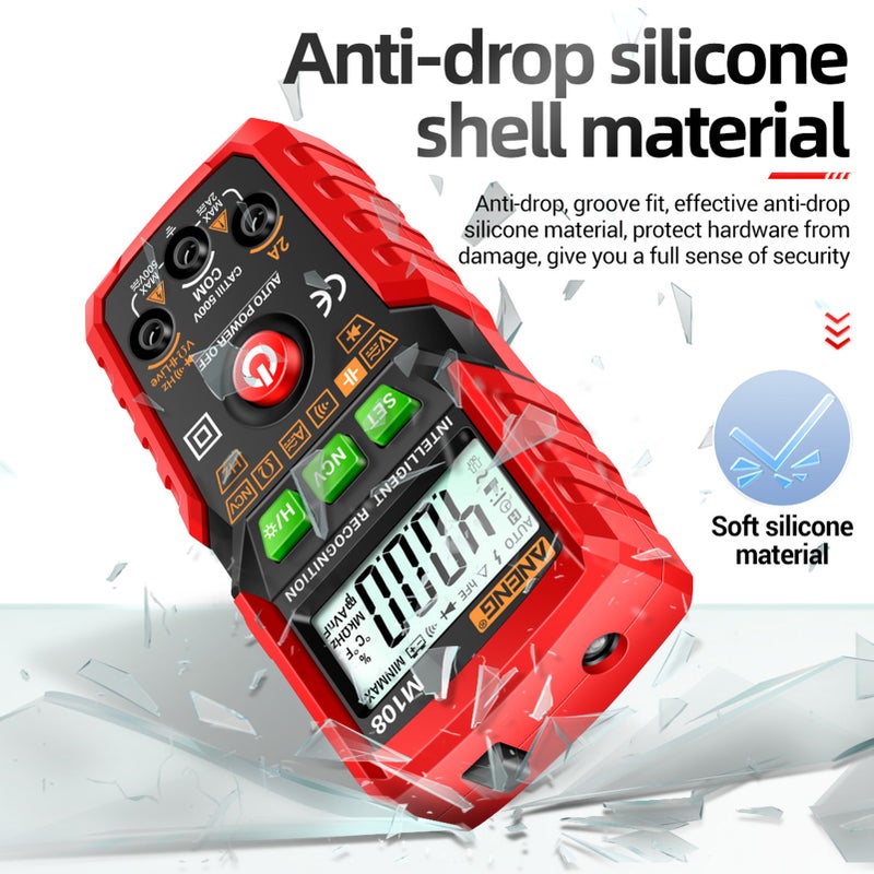 ANENG M108 Smart Digital Multimeter Auto Range 4000 Counts NCV Universal Meter Handheld Multifunctional Tester Voltmeter Ammeter with Backlight Flashlight AC/DC Voltage & Current Resistance - Image 3