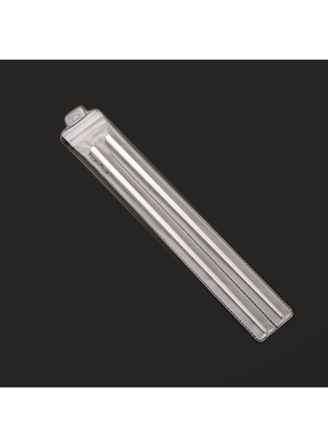 Square 304 Stainless Steel Chopsticks Anti-slip Metal Chopsticks Home Use High Temperature Resistant Disinfect Laser Logo-Color:Silver Light Body [all Square] + PVC Bag-Specifications:21cm (student Size)/double  - Image 1