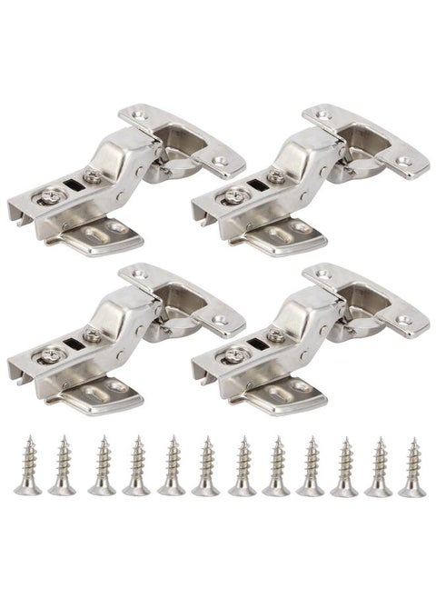 4Sets Hinges for Cabinet Kitchen W/Damping Buffer Door Bisagra Cold Rolled Steel HardwareBent Arm 11.3 x 7.2 x 3.6cm