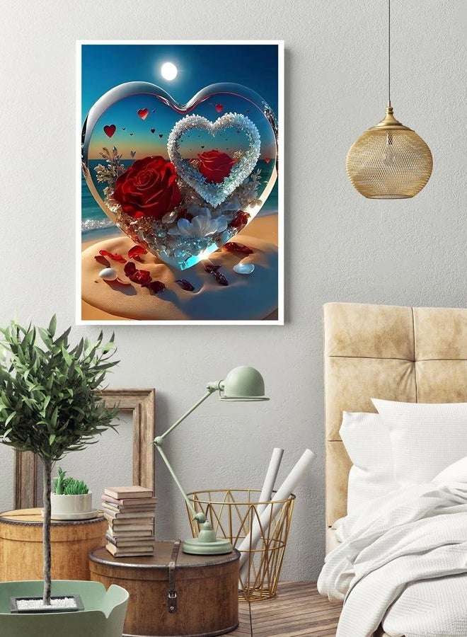 KINPLUB 5D Diamond Painting Kits for Adults, Roses in Love Beach Diamond Art Kits for Adults Beginners, DIY Full Drill Paint with Round Diamond Dots, Home Wall Decor 12x16 Inch - Image 4