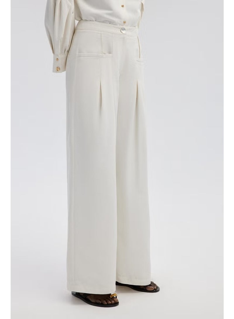Touche Pocket Detailed Wide Leg Linen Trousers - Image 3