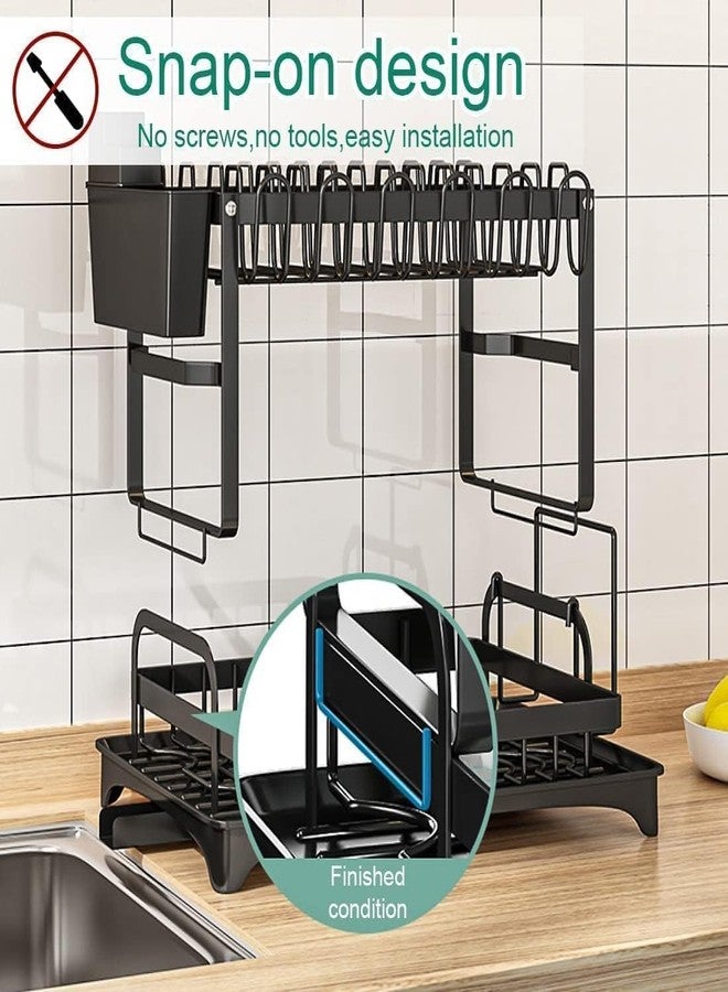 NYTRYD Double-Layer Kitchen Dish Bowl Draining Storage Rack with Chopstick Cage Household Tableware Organizer - Image 3