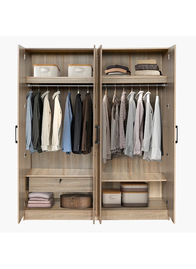 Home Box - Oasis Cambridge 4-Door Wardrobe with Mirror and Drawer with Lock 55 x 190 x 160 cm - Image 1