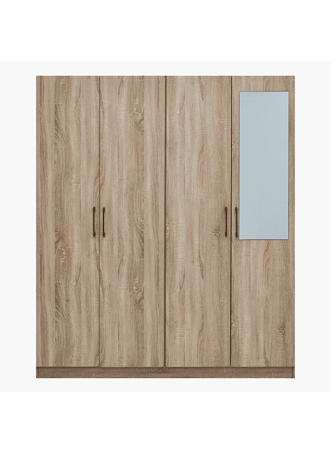 Home Box - Oasis Cambridge 4-Door Wardrobe with Mirror and Drawer with Lock 55 x 190 x 160 cm - Image 1