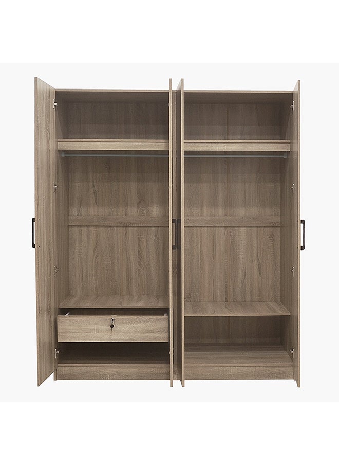 Home Box - Oasis Cambridge 4-Door Wardrobe with Mirror and Drawer with Lock 55 x 190 x 160 cm - Image 1