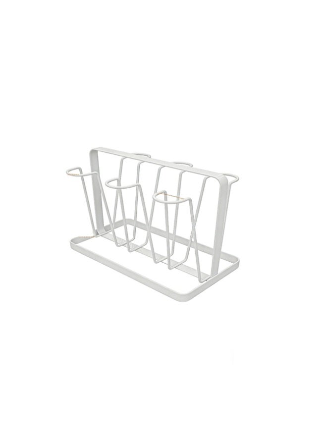 Smart Storage 🙂6 Glass Rack Holder Kitchen Organizer Stand | Space Saving Countertop Glass Storage | Carbon Steel Drinking Glass Holder | White | 230×142×180 mm. - Image 1