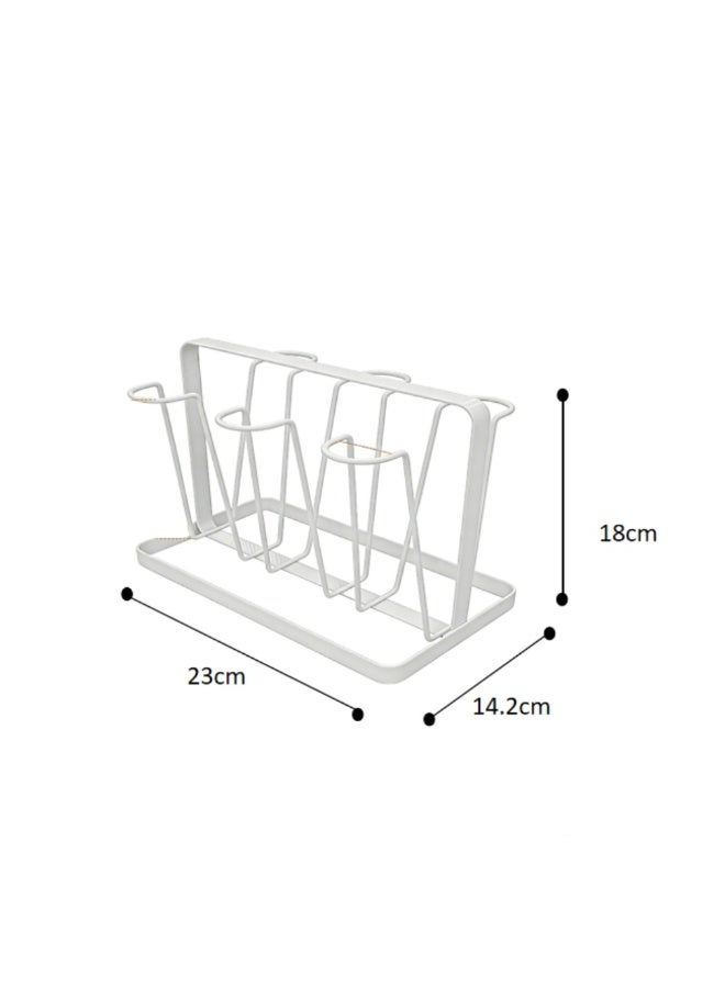 Smart Storage 🙂6 Glass Rack Holder Kitchen Organizer Stand | Space Saving Countertop Glass Storage | Carbon Steel Drinking Glass Holder | White | 230×142×180 mm. - Image 2