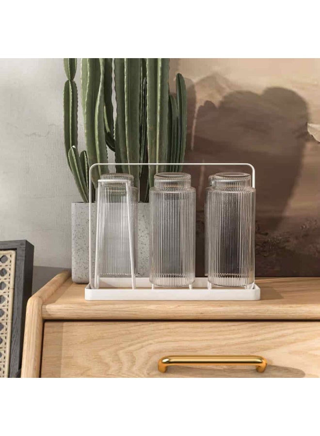 Smart Storage 🙂6 Glass Rack Holder Kitchen Organizer Stand | Space Saving Countertop Glass Storage | Carbon Steel Drinking Glass Holder | White | 230×142×180 mm. - Image 4
