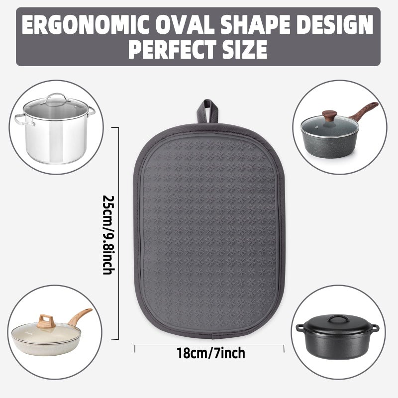 Hovico 2PCS Silicone Pot Holders, Oven Mitts Heat Resistant Hot Pads with Pockets, Non Slip Pot Holder for Kitchen Baking and Cooking| 9.8 x 7 Inches | Towel Cloth Interior Lining - Gray - Image 2