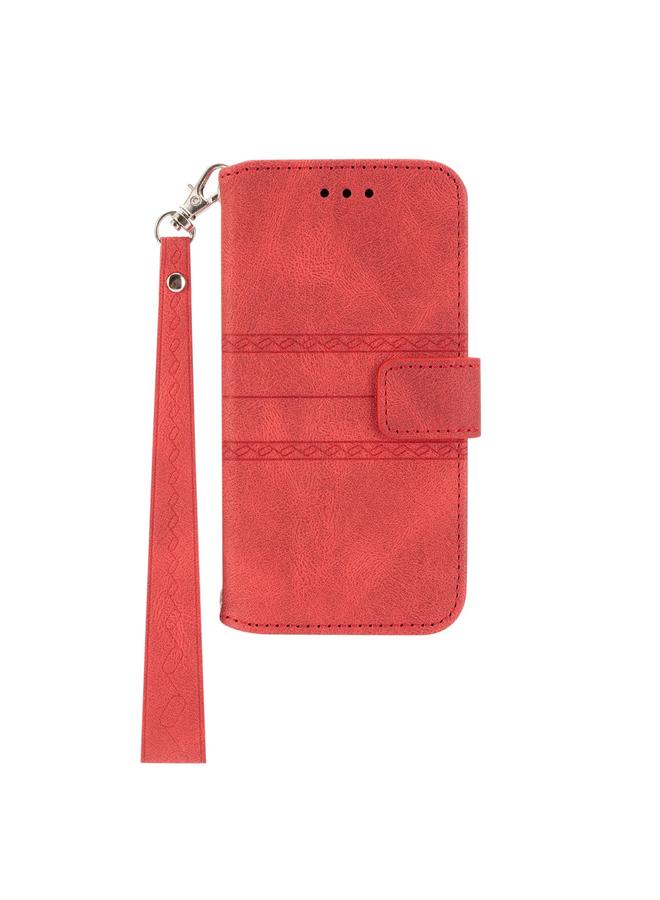 S-TOP Case For Samsung Galaxy S23 5G Embossed Stripes Skin Feel Leather Phone Case - Image 2