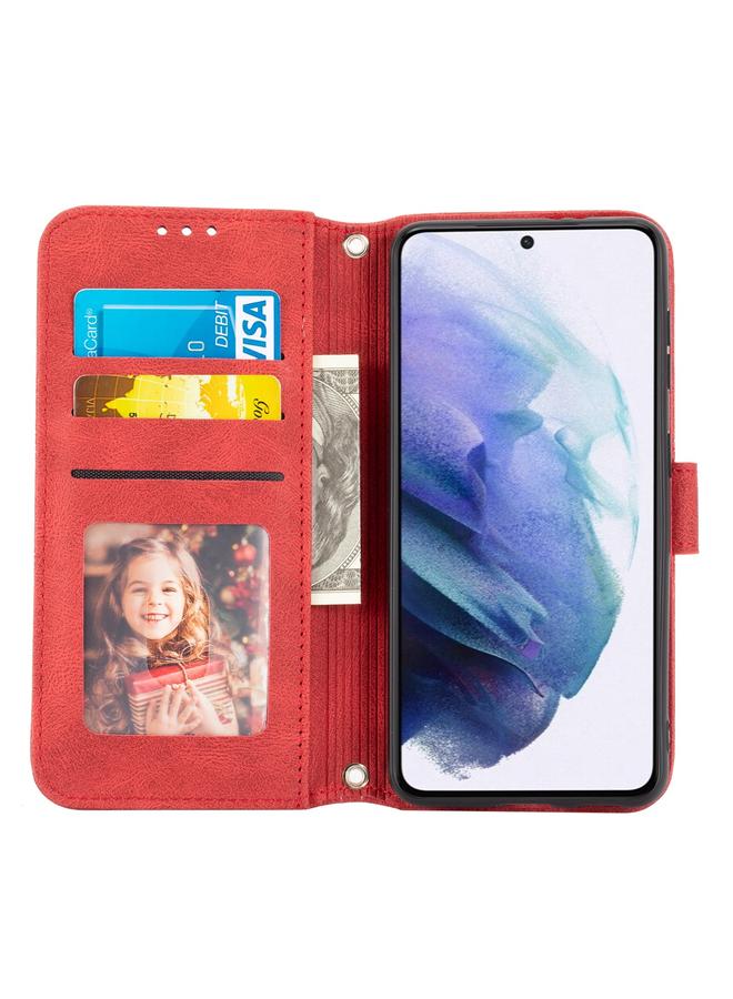 S-TOP Case For Samsung Galaxy S23 5G Embossed Stripes Skin Feel Leather Phone Case - Image 4