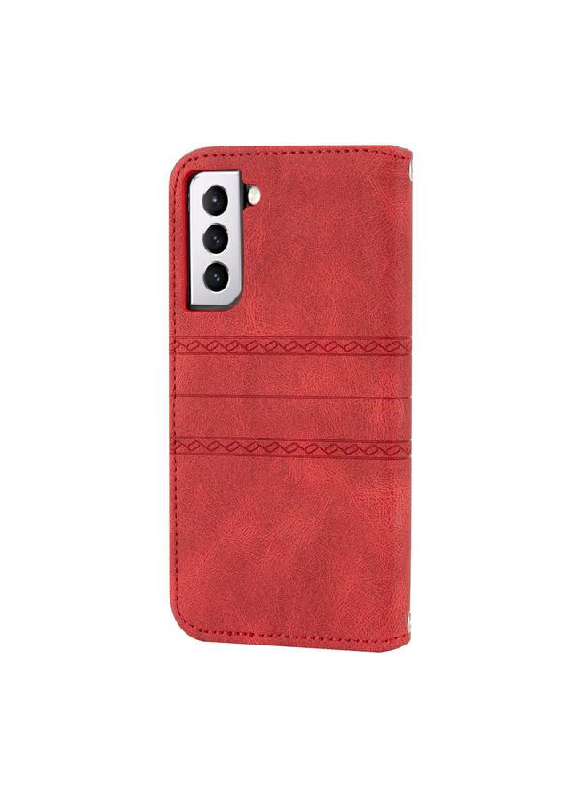 S-TOP Case For Samsung Galaxy S23 5G Embossed Stripes Skin Feel Leather Phone Case - Image 3