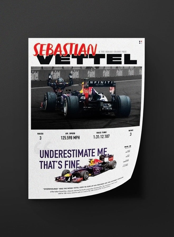 PodiumPe Sebastian Vettel World Champ F1 Poster | Indian Grand Prix Formula 1 Wall Art | A3 | Unframed - Image 5