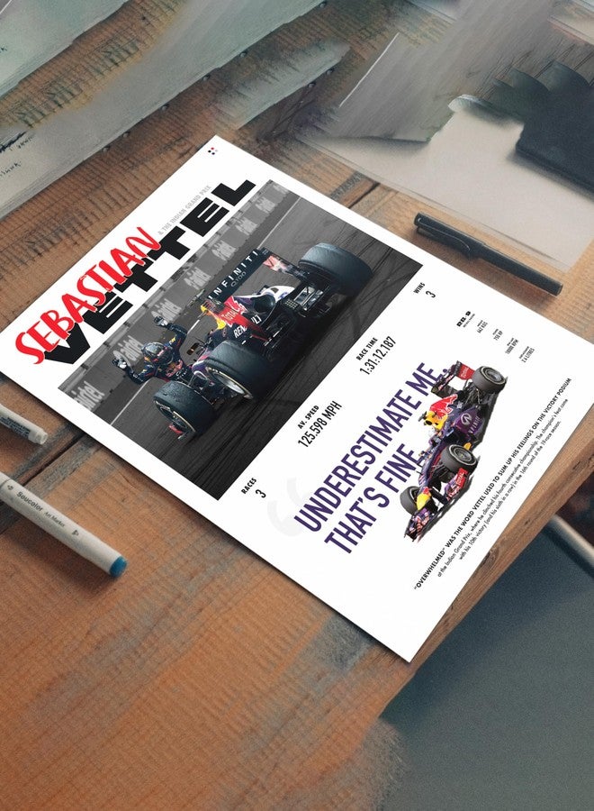 PodiumPe Sebastian Vettel World Champ F1 Poster | Indian Grand Prix Formula 1 Wall Art | A3 | Unframed - Image 3