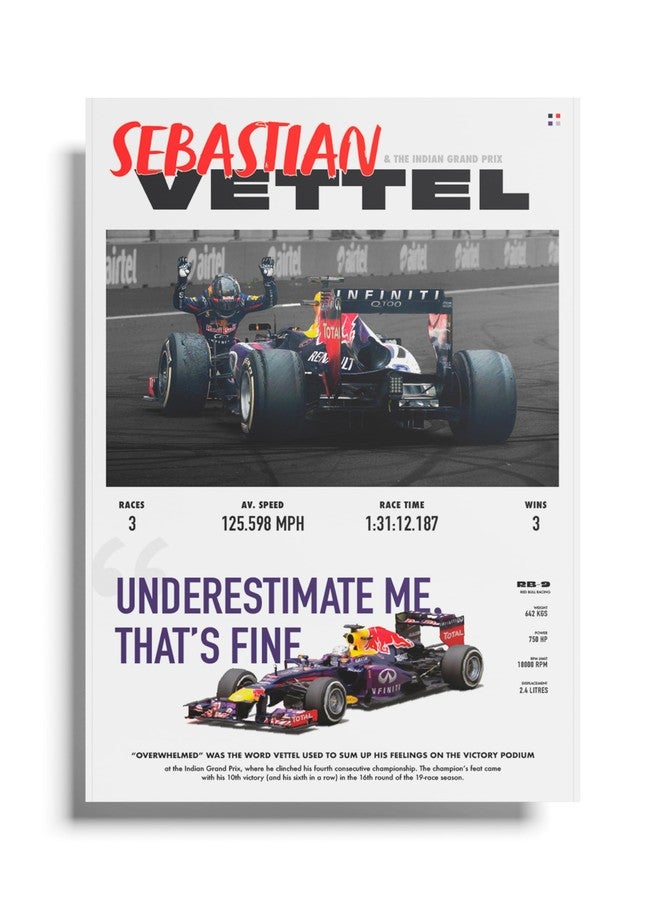 PodiumPe Sebastian Vettel World Champ F1 Poster | Indian Grand Prix Formula 1 Wall Art | A3 | Unframed - Image 1