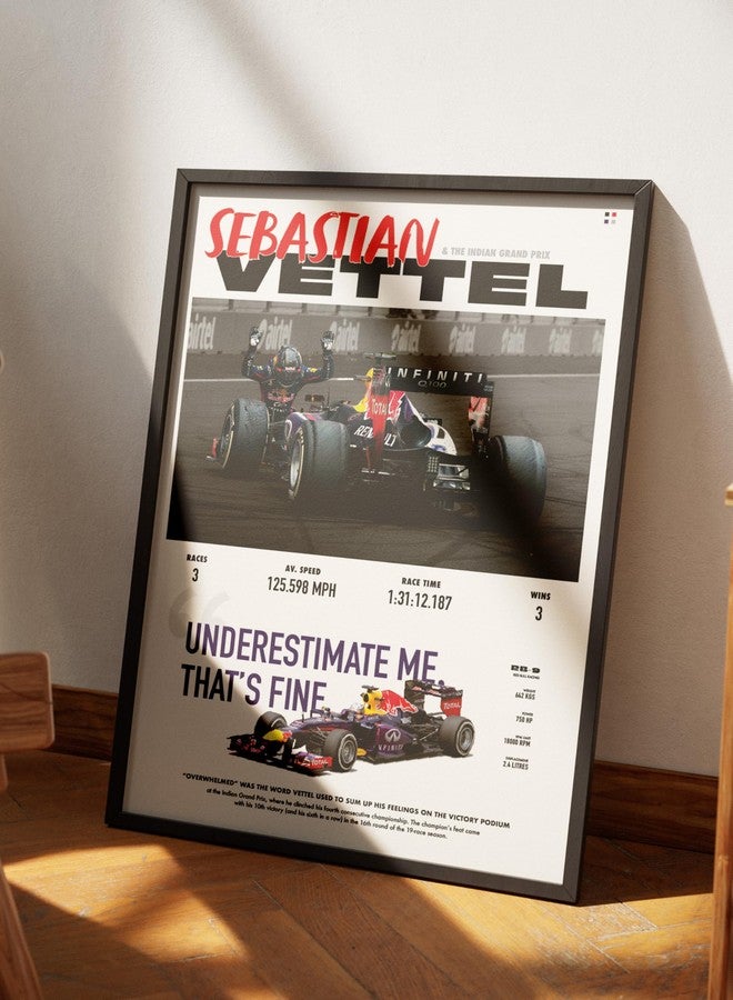 PodiumPe Sebastian Vettel World Champ F1 Poster | Indian Grand Prix Formula 1 Wall Art | A3 | Unframed - Image 2